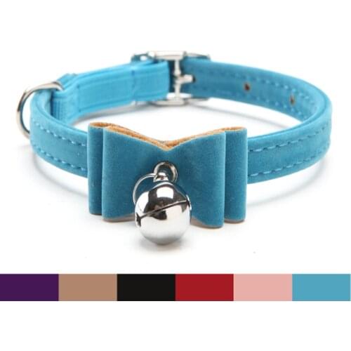 Wholesale 12piece/lot Collar Cat Baby Dog Safety Elastic belt Adjustable with Jingle bell & butterfly Soft velvet material