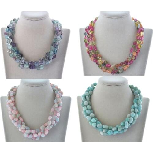 Z11012 4Row 18" 13mm Natural Baroque GEMSTONE Necklace Magnetic