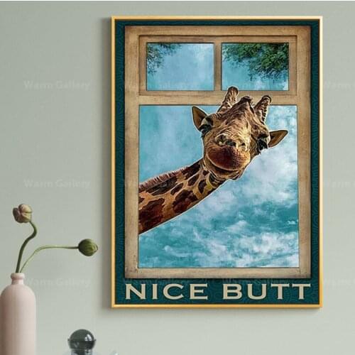 Bathroom Poster Beautiful Giraffe Canvas Print Picture Animal Funny Wall Art Modern Nursery Living Room Home Decor