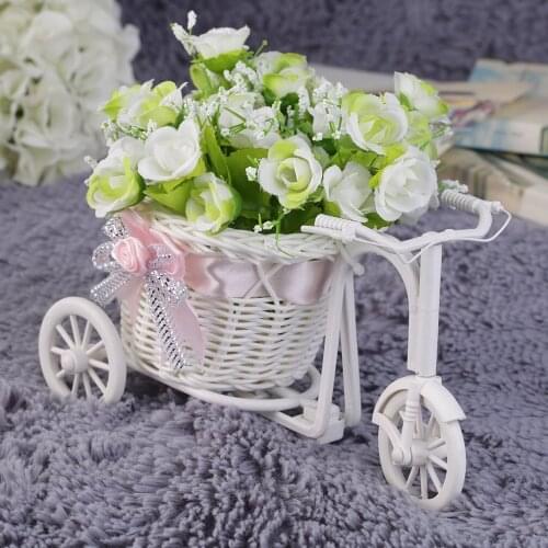 6 Styles Flower Plastic White Tricycle Bike Design Flower Basket For Flower Plant Home Weddding Decoration Vase Home Decor