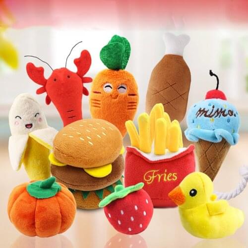 Plush dog sound toy fruit cartoon animal Squeak Toys puppy toys dog plush toys for small dogs