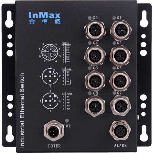 12V 24V 48V 110V Full gigabit 8 port M12 X-coded Connector Railway Metro Subway industrial network switch