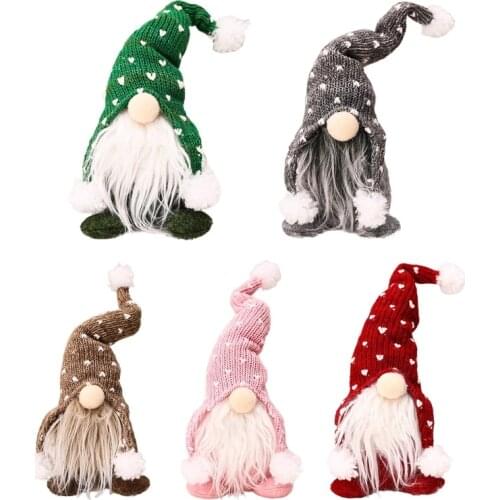 Handmade Christmas Gnome Decoration Swedish Figurines Sitting Long Hat Elf Doll Ornaments Thanks Giving Day Gifts