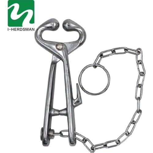 Farm Cattle Livestock Tool Stainless Steel Cow Nose Ring Pliers Bull Cattle Bovine With Chain Pulling Tool