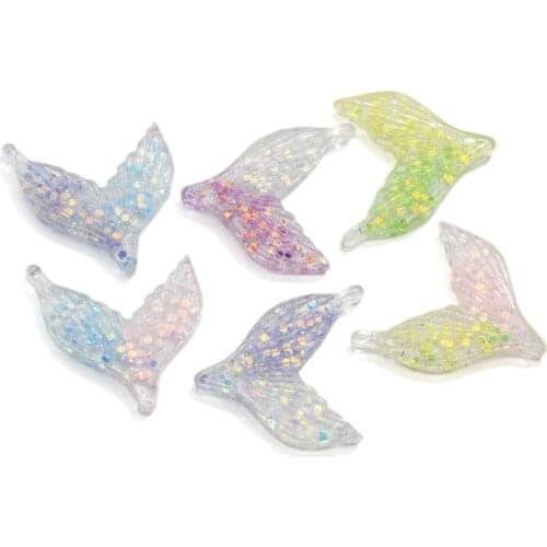 Resin Simulation Glitter Mermaid Tail Flatback Kawaii Cabochons DIY Crafts Jewelry Making Scrapbooking Decor