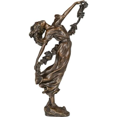 Grape Woman Statue Western Female Art Sculpture Hot Cast Pure Bronze Gorgeous Home Office Decoration Gift
