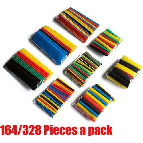 Heat Shrink Tube 164/328pcs Polyolefin Heat Shrinking Tube 2:1 Assorted Insulated Sleeve Cable Thermal Electrical Cable Tubing