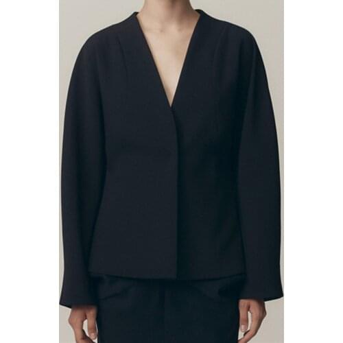 Women V Neck Coat Lady Slim Simple Hidden Breasted Blazer Jacket Female Outwear Top 2021 New