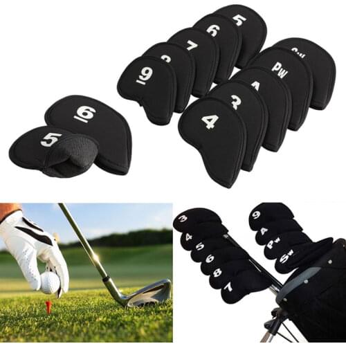 Golf Head Covers Golf Club Iron Head Protector Neoprene Headcover Golf Accessory Black golfer gift 10pcs/set