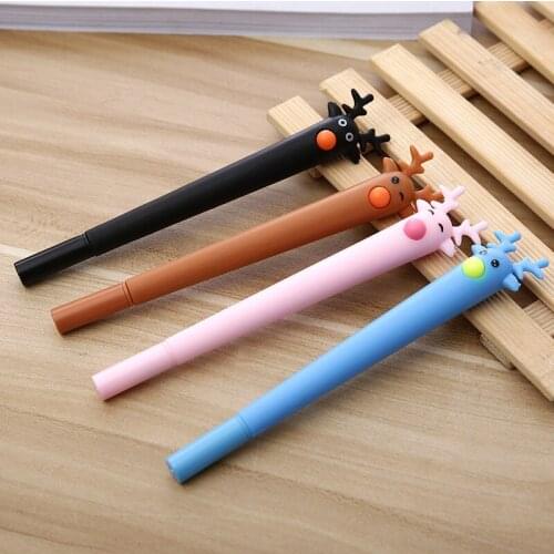 100 Pcs New School Students In South Korea Study Stationery Creative Deer Neutral Pen Office Black Custom Signature Pen