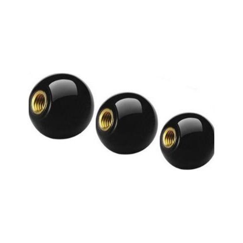 2 Pcs Black 6mm Threaded Hole 25mm Dia Ball Knob Handle