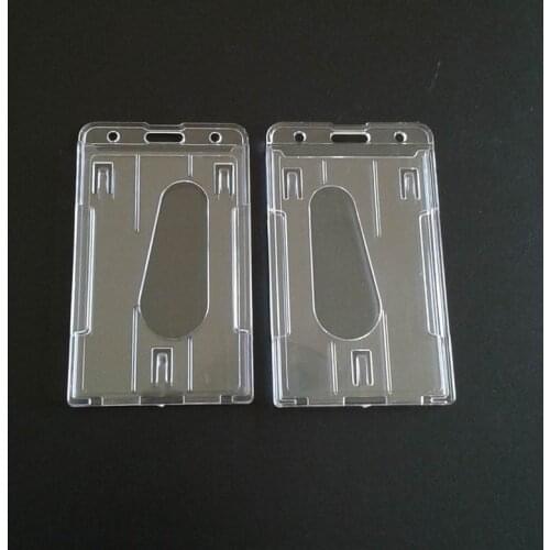 500PCS High Quality Vertica And Horizontall Style Hard Plastic Badge Holder Double Card ID Transparent