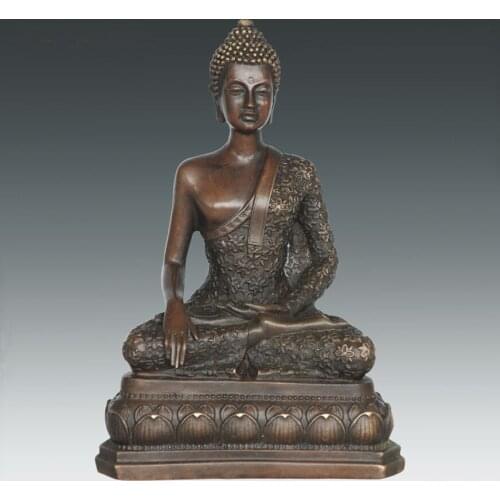 Bronze Famous Sakyamuni Buddha Statue the Founder of Buddhism Bronze Sculpture Buddhist Brass Figurine for Decoration Gift