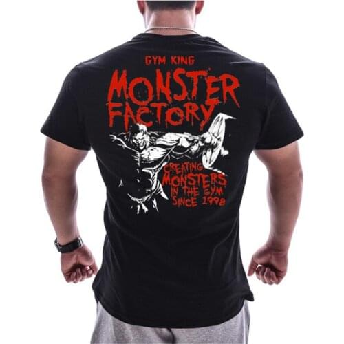 Mens Gyms Fitness Bodybuilding T-shirt Summer Casual Printed Cotton Short sleeve t shirt Male Workout Tees Tops Brand Clothing