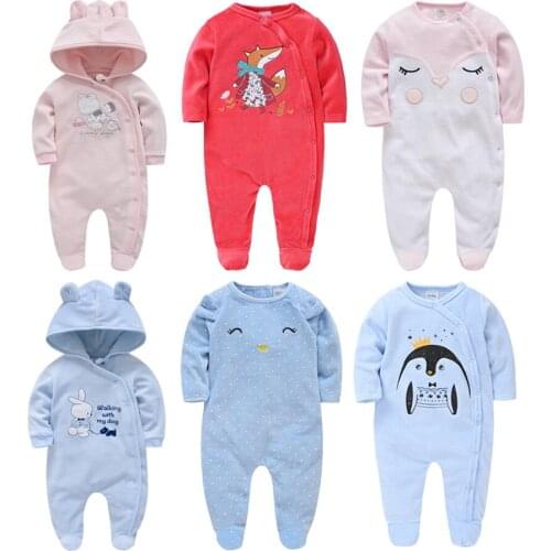 Honeyzone Newborn Baby Girls Clothes Footies Infant Onesies Velvet Warm Jumpsuit Baby Boys Overalls Toddler Girls