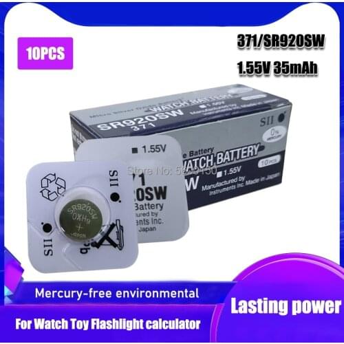 10pcs/lot FOR SEIZAIKEN 100% Original 371 SR920SW 920 SR920 1.55V Watch Battery Button Coin Cell MADE IN JAPAN 0%Hg