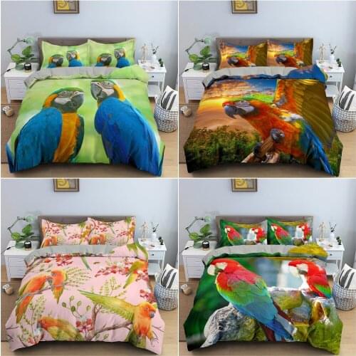 3D Animal Bedding Set Parrot Pattern Duvet Cover Set Quilt Cover With Pillowcase King Queen Twin Bedroom Decor Luxury Bedclothes