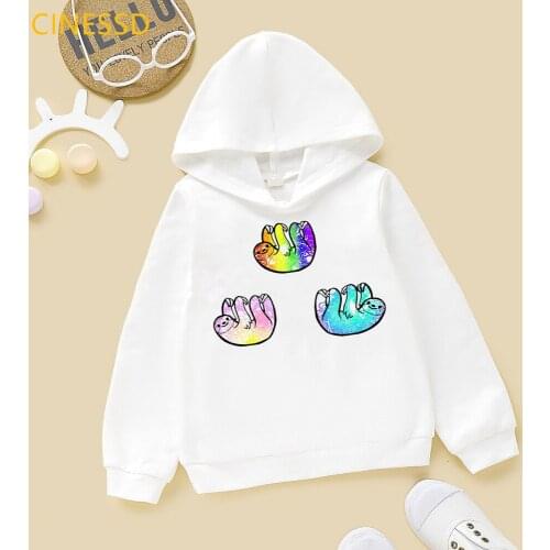 Rainbow Sloth Elephants Printed Cute Childrens Sweatshirts And Hoodie Baby Boys Spring Autumn Winter Clothes Teen Girls Top