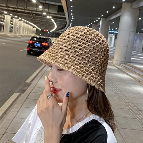 Fashion Summer Ladies Bucket Hat Korean Hip-hop Beach Fisherman Hat Outdoor Sun Protection Panama Hat Ladies Fisherman Hat