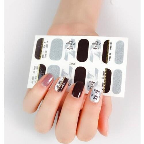 1sheet Korean Nail Polish Strips DIY Waterproof Nail Wraps Mixed Patterns Full Nail Patch Adhesive for Women Nail Art Stickers