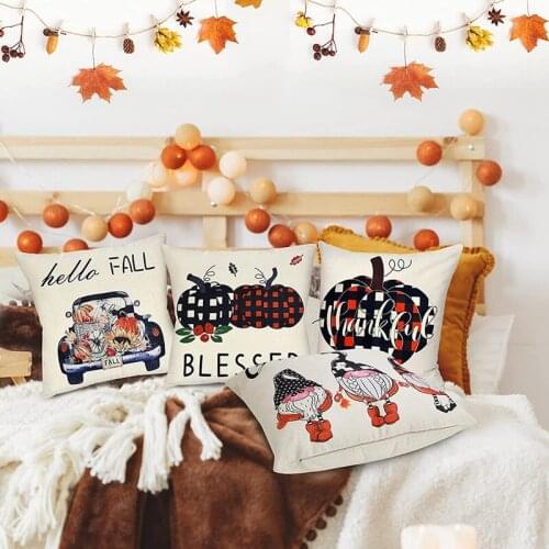Fall Decor Pillow Covers 18X18 Set of 4 for Home Fall Decorations Farmhouse Outdoor Throw Pillows Home Decor