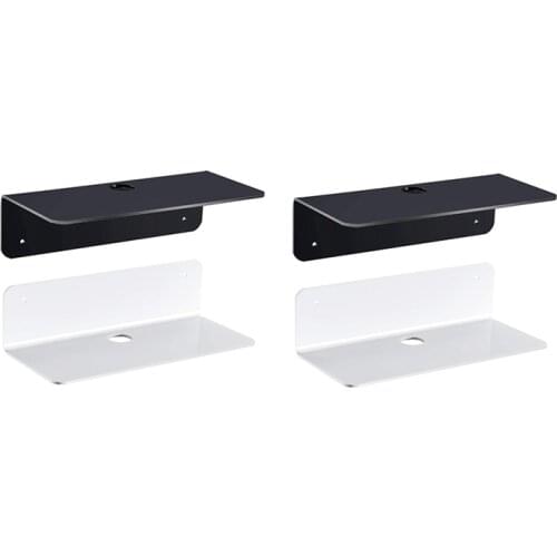 Small Floating Wall Shelves Set of 4 - Adhesive Shelf -Acrylic Floating Command Strip Shelf for Bedroom,Kitchen,Bedside