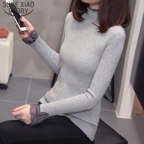 2021 New Long Sleeves Winter Clothes Women Pullovers Women Tops Solid Regular Thin Slim Sweaters Fashion 2021 Women 5872 50