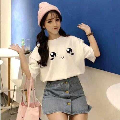 New Arrival kawaii Cute Cartoon Style Women T Shirts Plus Size 5 colors Short Sleeve O Neck t-shirts Summer Ladies Funny Tops