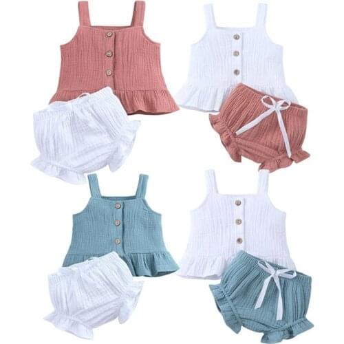 Newborn Baby Girl Condole Belt Dress Sleeveless Tops + Shorts 2pcs Bottoms Outfits Sunsuit UK Cute Baby Girl Clothing