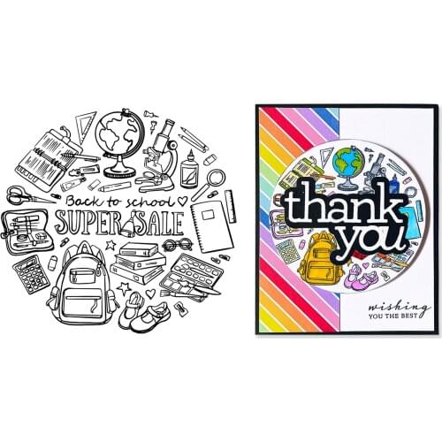 Back to School Stamps and Cut Dies for DIY Scrapbooking Album Transparent Silicone Greeting Card Decorative Die Craft Supplies