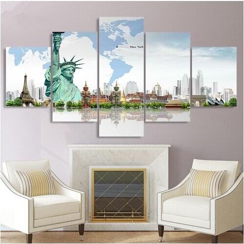 Modern Canvas Painting HD Printed Wall Art Frame Modular Pictures 5 Pieces Abstract Guitar Music Poster Living Room Decor