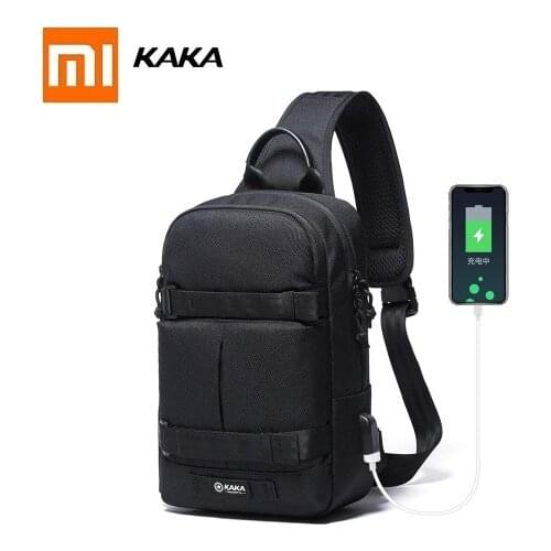 Xiaomi Kaka New Fashion Men Shoulder Bag Big Capacity Crossbody Bag USB Charging Oxford Cloth Diagonal Package Travel Chest Bag
