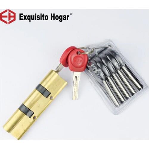 Anti-Theft Gate Door 110 115 120 125 130MM Double Wheel Fork Lock Core Safety Brass Double Spring Super AB Door Cylinder