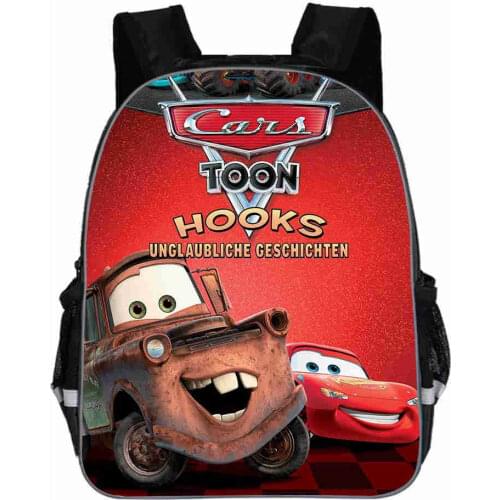 Disney Baby Backpack Waterproof Nylon Schoolbag Boys Lovely Cars 3D Printing School bags For Kindergarten 12 inch