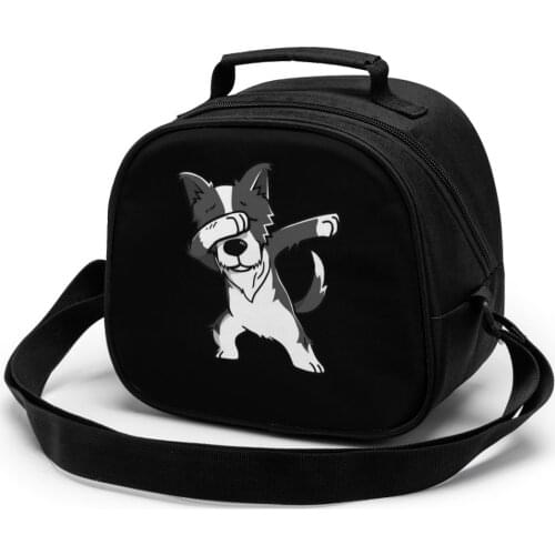 Funny Dabbing Border Collie Dog Dab Dance Children Lunch Bag Lunch Bag Student Portable Insulated Office Lunch Box Picnic Bags