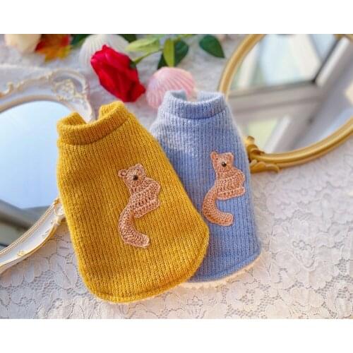 Handmade Dog Clothes Dog Sweater Thick Lining Polyester Sherpa Cute Squirrel Warm Vest Winter Outerwear Yorkie Poodle Maltese