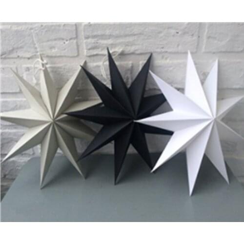 1pc 30cm Paper Nine-pointed Star Lantern 2021 3D Hanging Lantern for DIY Wedding Decor Birthday Party Christmas Easter Ornament