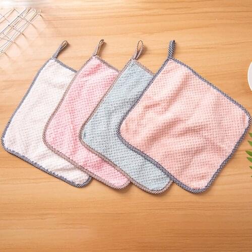 10pcs Coral Fleece Rags Can Be Hung-Type Dish Cloth Kitchen Household Cleaning Towels Absorbent Not Stick To Oil Hand Towels