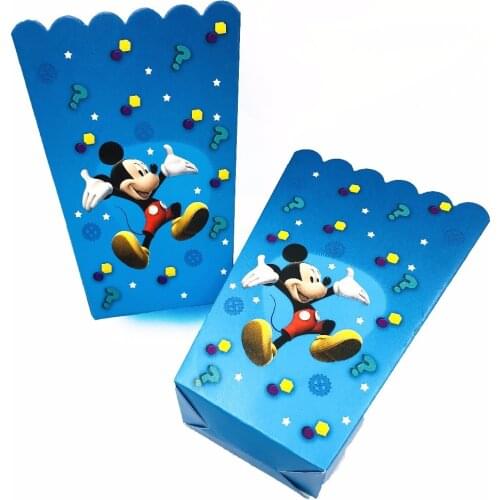 6pc/set Mickey Mouse Theme Paper Popcorn Box Cartoon Theme Party Decoration For Baby Happy Birthday Party Supplies