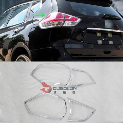 Car Accessories Exterior Decoration ABS Chrome Rear Tail Light Lamp Eyebrow Cover Trim For Nissan X-Trail 2014 Car-styling