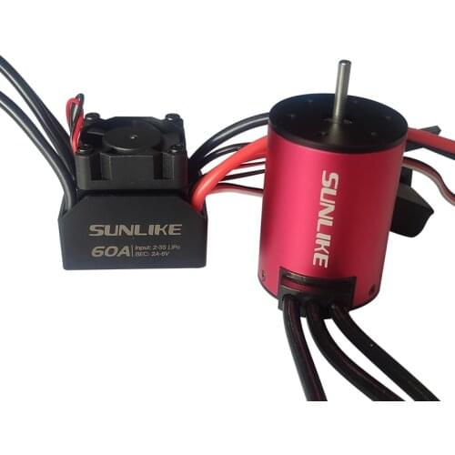 SUNLIKE SL3650 3500kv 3900kv 4300kv Brushless Motor 60A Brushless ESC Electric Speed Controller Dust-proof for 1:10 1/10 RC Car
