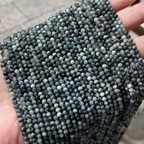 Genuine Natural Stone Beads 3mm Faceted Cutting Loose Gray Grey Eagle Eye Beads for Jewelry Making