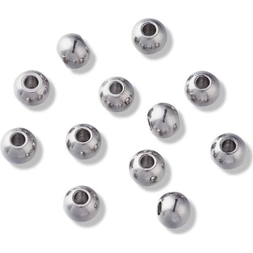 100pcs Round 304 Stainless Steel Spacer Beads for Jewelry Making DIY Bracelet Necklace DIY Bracelet Necklace 6x5mm Hole: 2mm