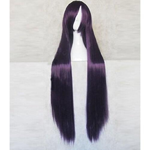 Danganronpa 2 Mikan Tsumiki Purple Black 100CM Long Cosplay Costume Wig + Free Wig Cap