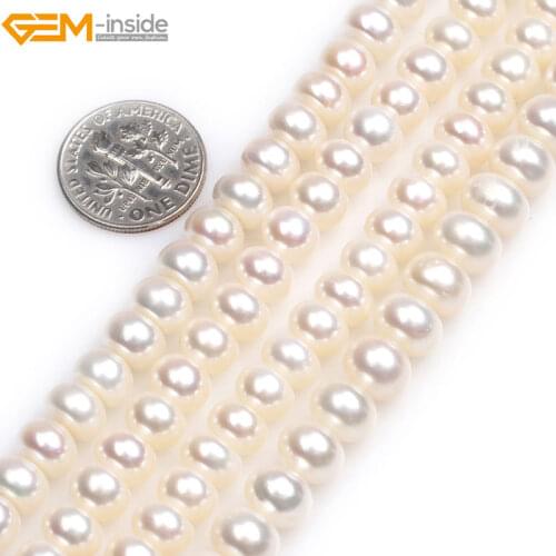 Gem-inside Natural Rondelle Freshwater Cultured Pearls Heishi Spacer Loose Beads for Jewelry Making 15 inches DIY Jewelry Bead