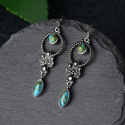 Natural Turquoise Gemstone Earrings 925 Sterling Silver Drop Earrings Designer Jewelry Fine Earrings for Women Special Gift