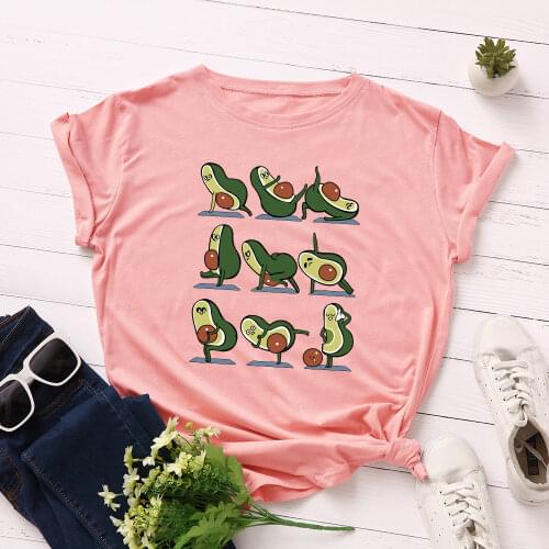 Avocado Workout Graphic T Shirts for Women Cotton Short Sleeve Tee Female Shirt Tops Summer Casual Print Shirts Clothes Gifts