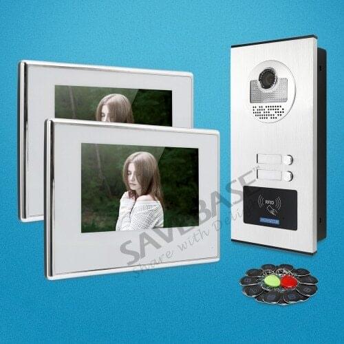 HOMSECUR 7" Video Door Entry Phone Call System with RFID Access for 2 Families XC111-2+BM718-W