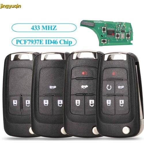 Jingyuqin 2/3/4 BTN Flip Remote Control Car Key Shell PCF7937E 433MHz W/ Chip ID46 for Chevrolet Cruze Epica Lova Camaro Impala