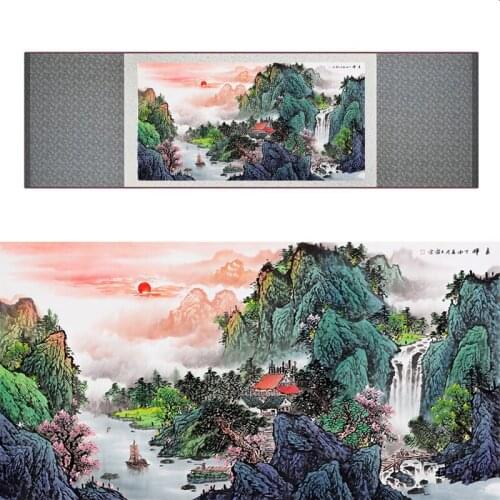 Landscape art painting Mountain and River art painting top quality silk scroll painting Mountain and River painting 19050908